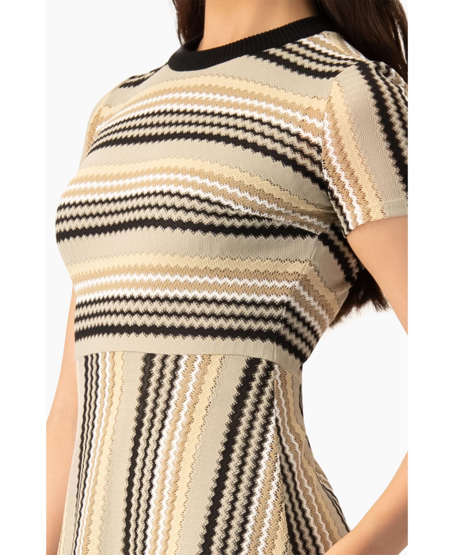 Women's Chevron Stripe Crochet Knit Maxi Dress