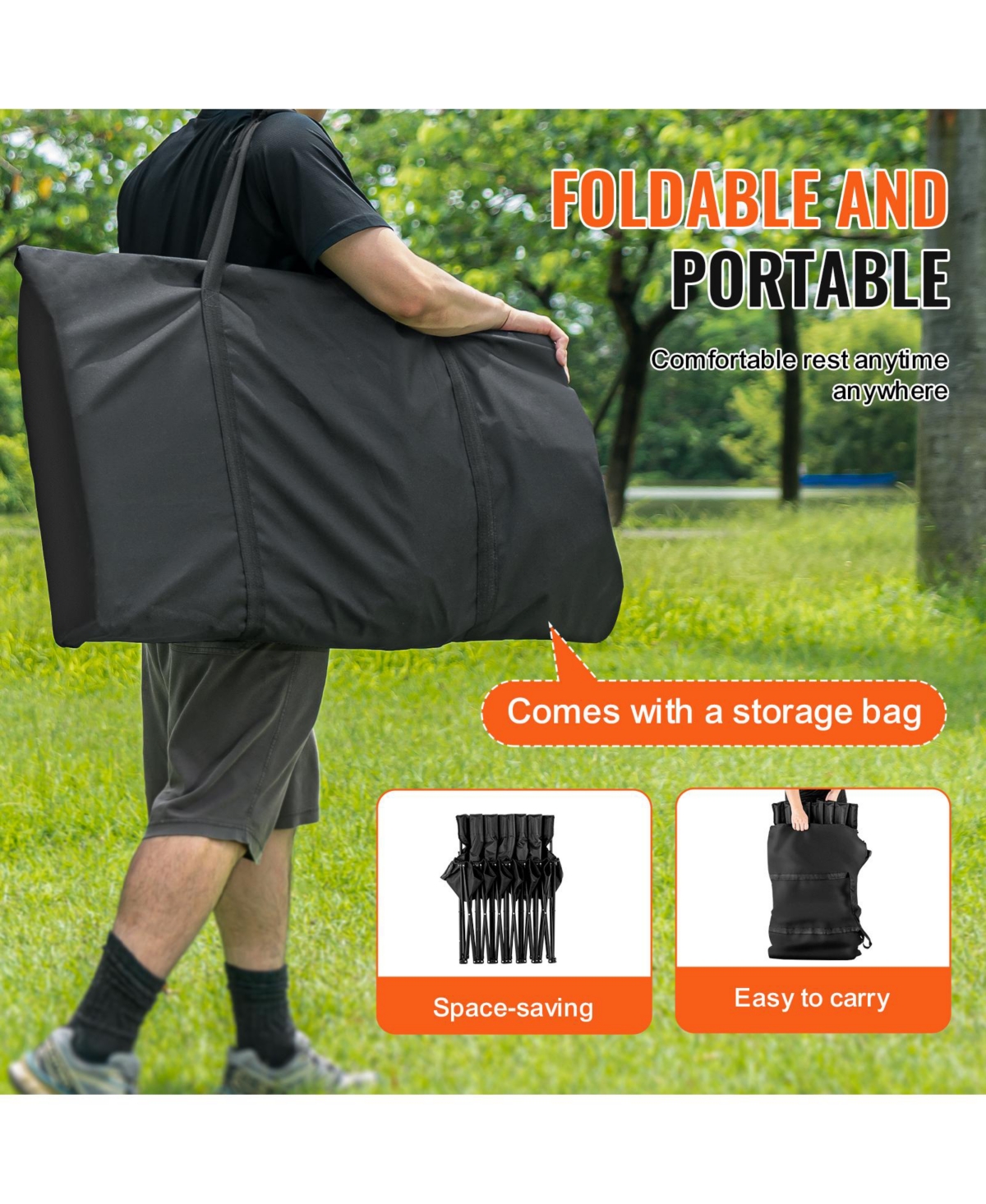 Vevor Folding Chair Sports 6 Seat Sideline Team Bench with Sidebag and Carry Bag