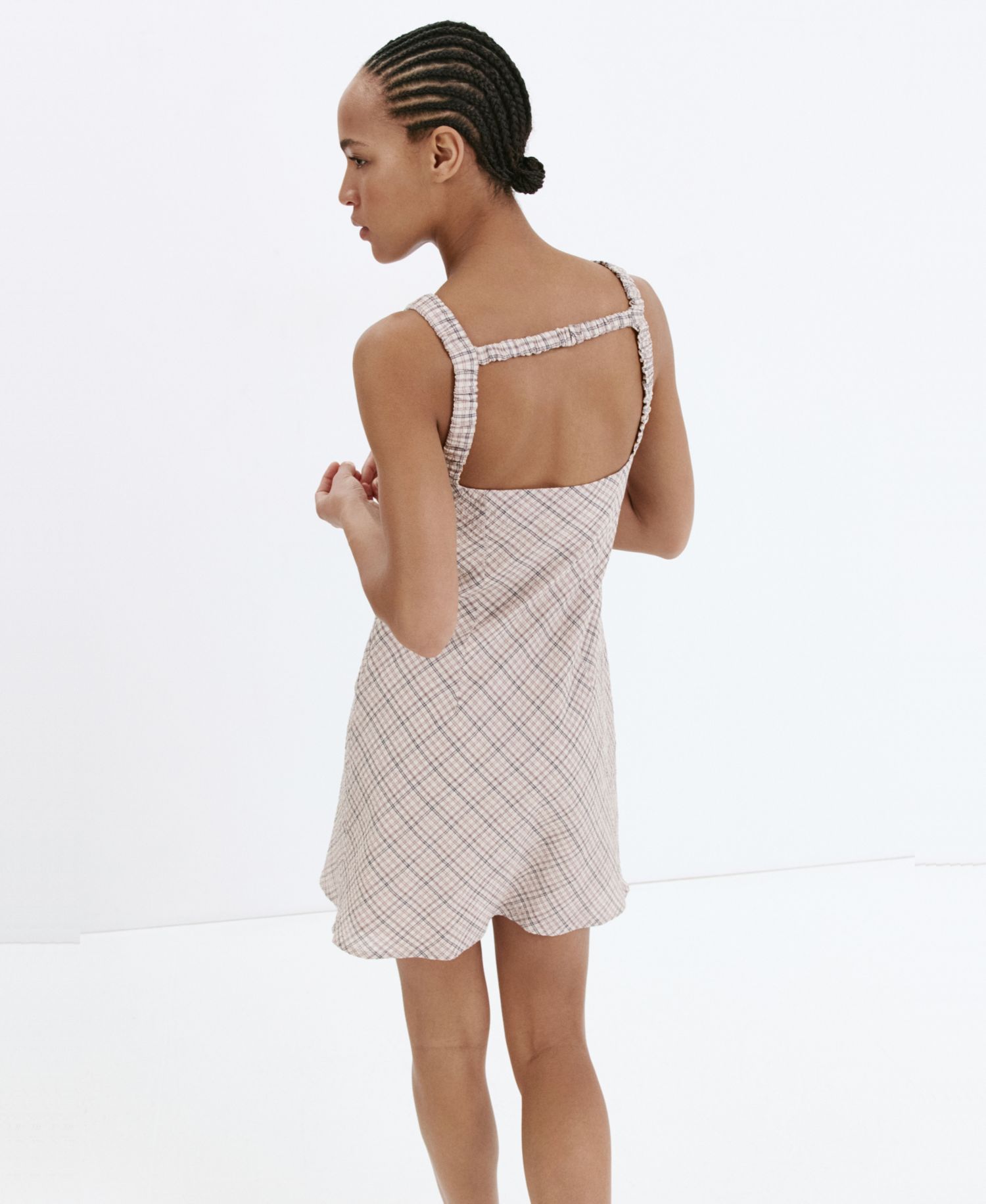 Women's Back Detail Checkered Dress