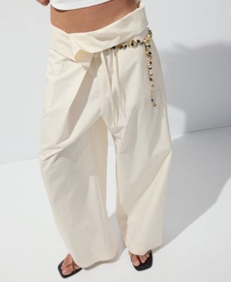 Women's Asymmetrical Waistband Straight Pants