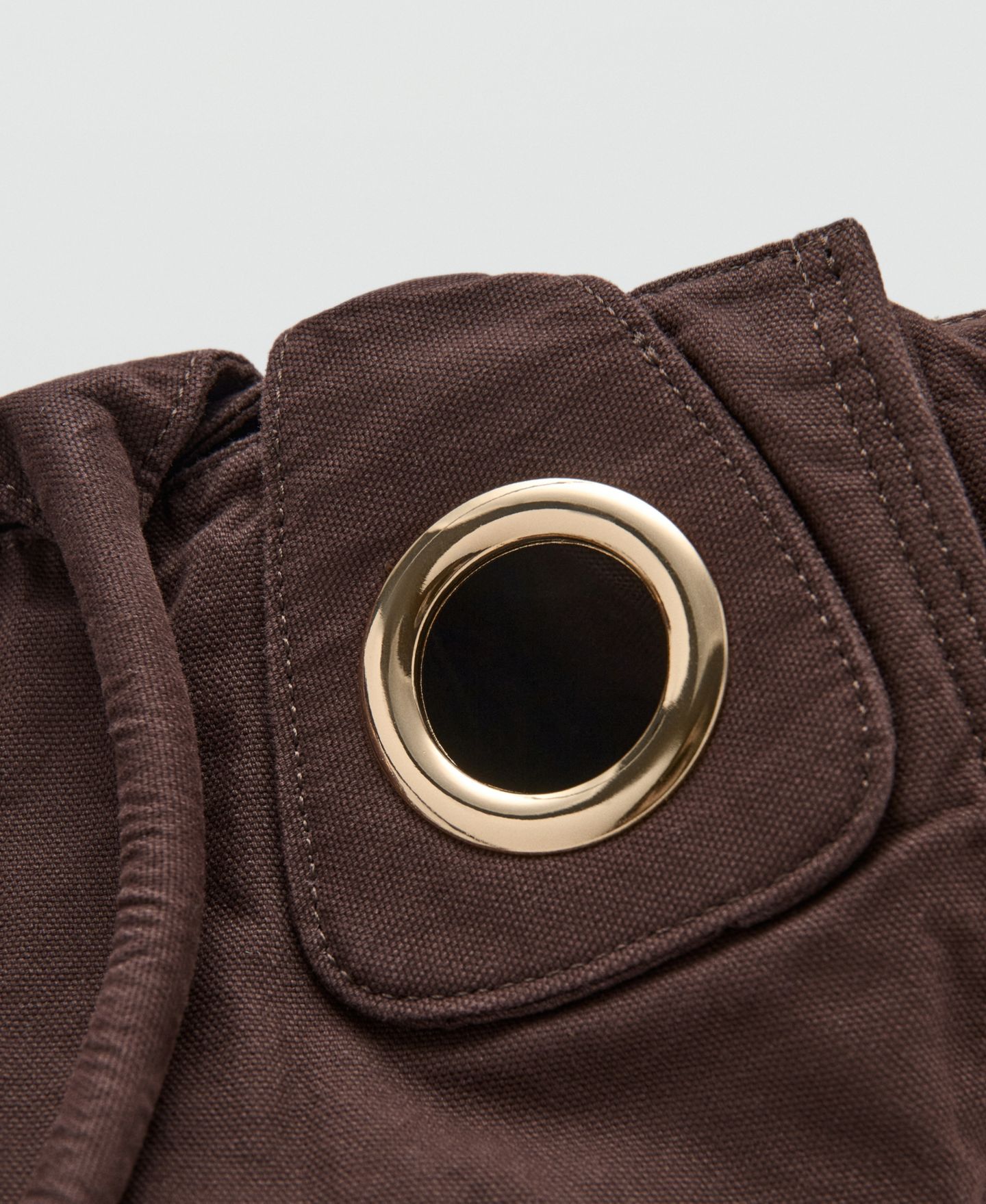 Женская сумка MANGO Eyelets Canvas, цвет: Тёмный коричневый — фото 4