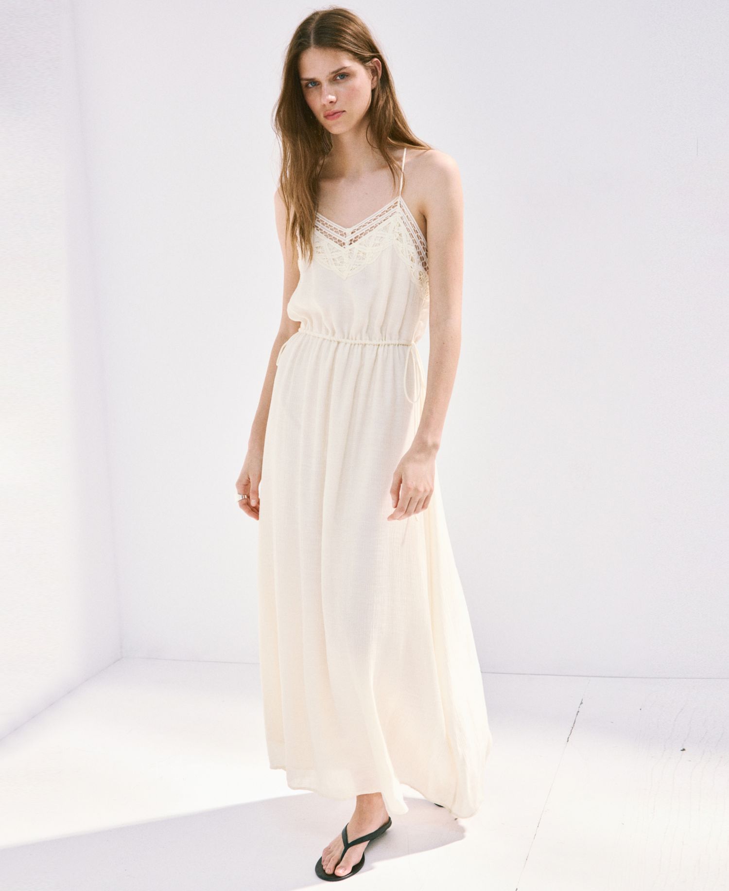 Women's Openwork Embroidery Crinkled Dress