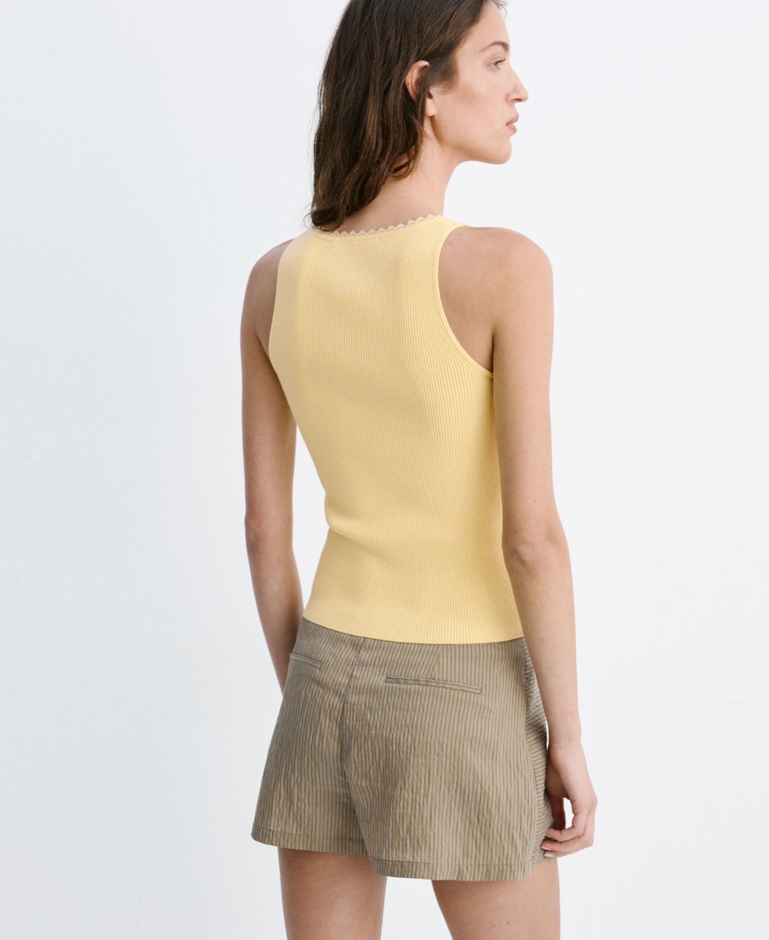 Women's Lace Detail Ribbed Top