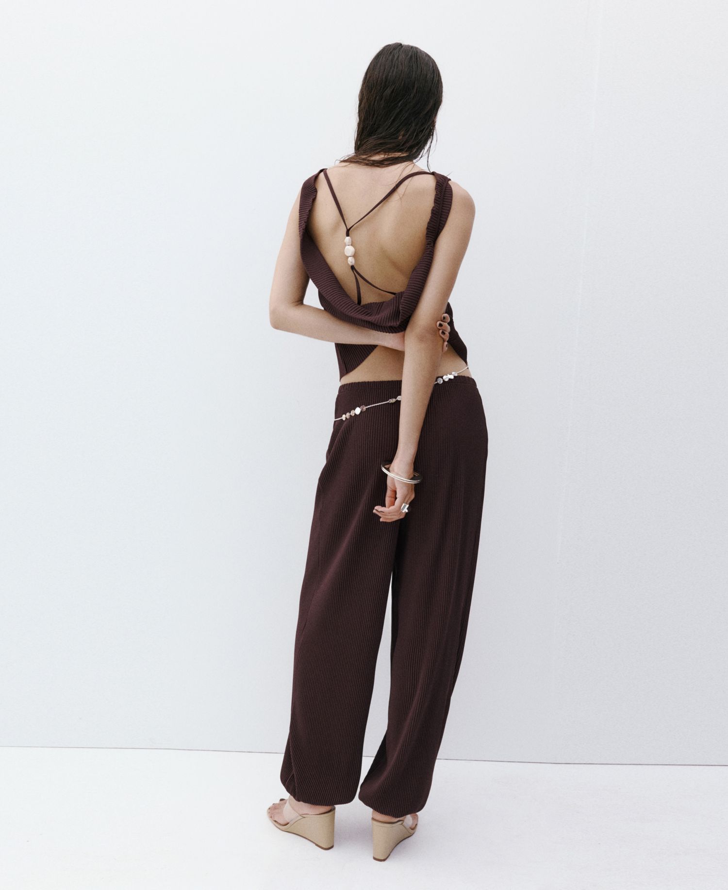 Women's Textured Baggy Pants