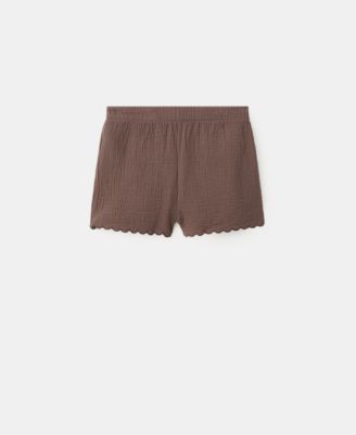 Women's Scalloped Details Cotton Shorts