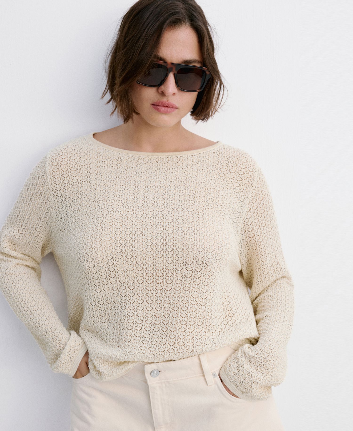 Women's Open-Knit Lurex Sweater