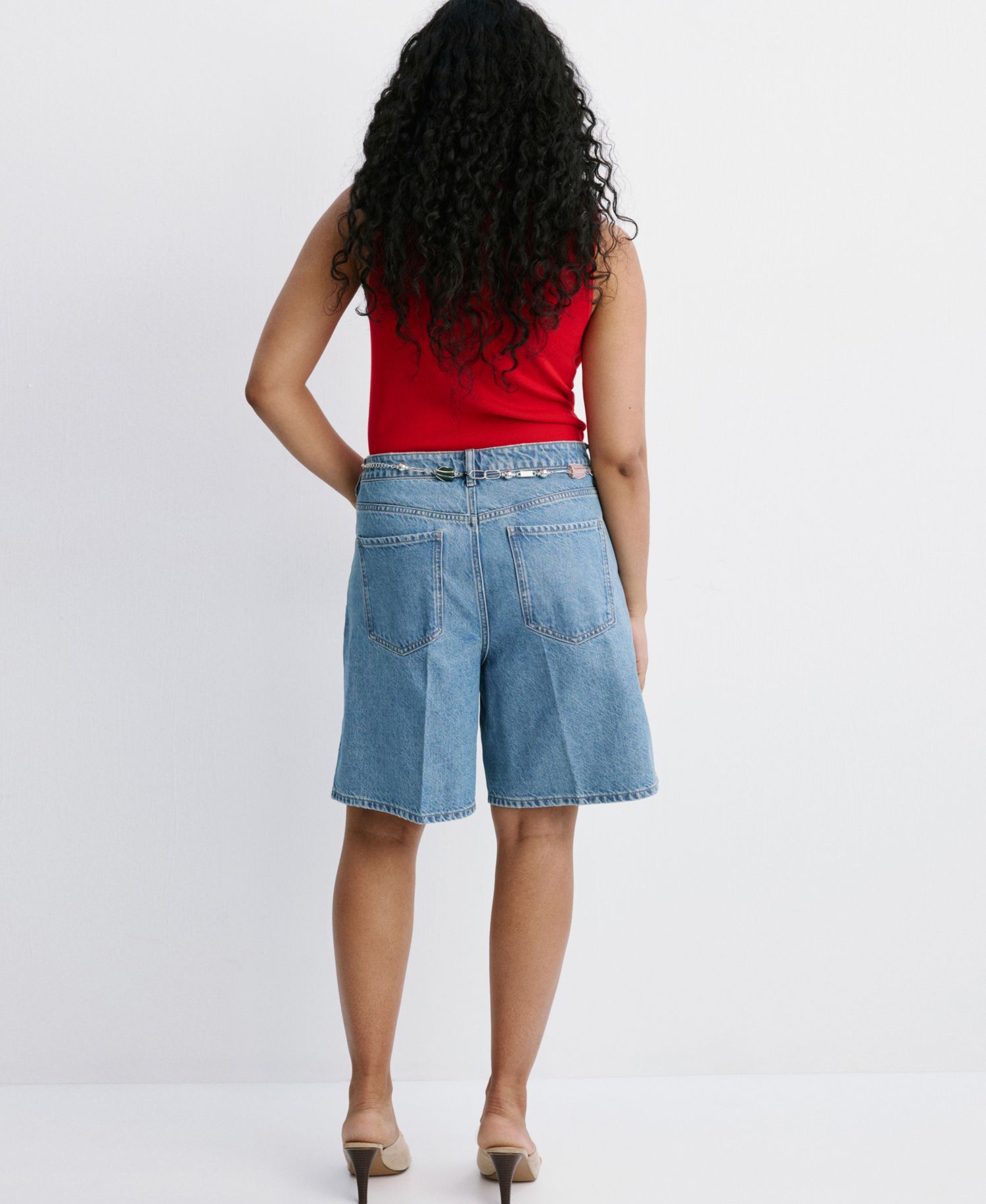 Women's High-Waist Straight-Fit Denim Shorts