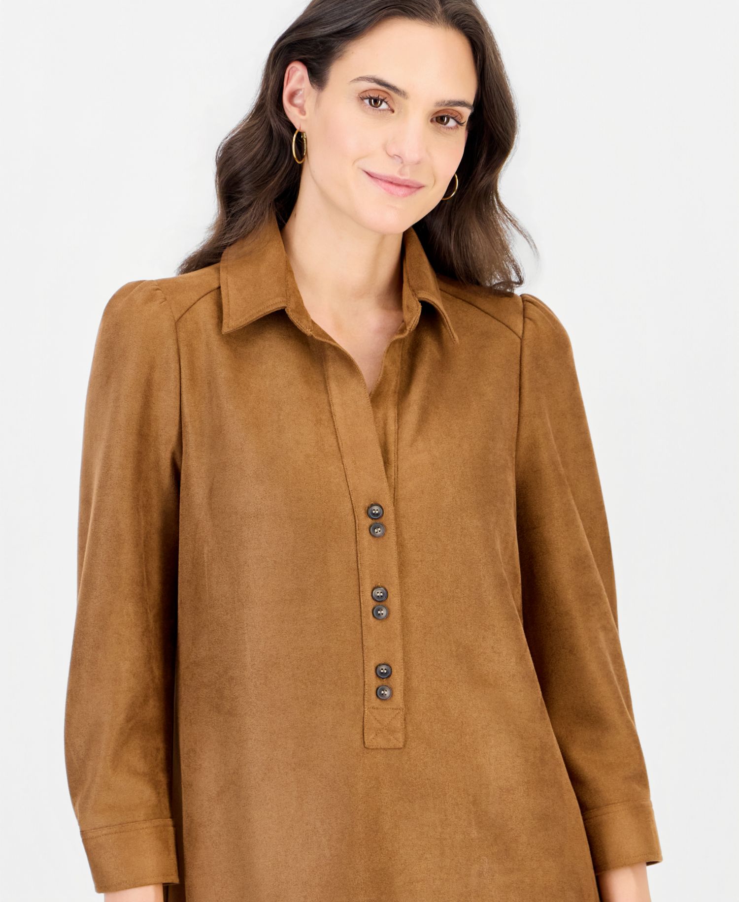 Petite Faux-Leather Shift Dress