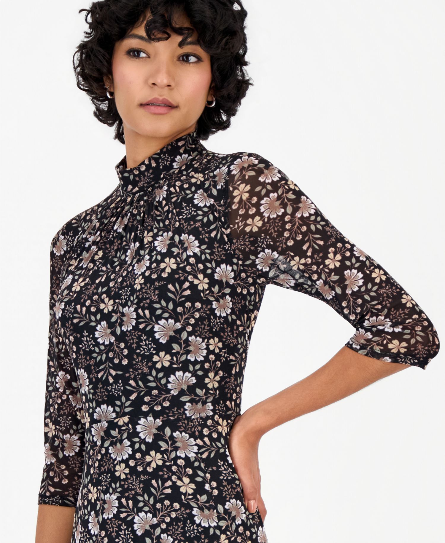 Petite Floral Chiffon Midi A-Line Dress