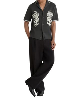 Men's Folia Floral-Embroidered Knitted Shirt