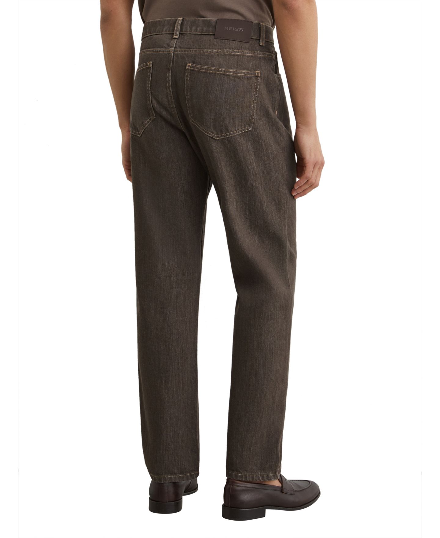 Мужские джинсы REISS Bishopsgate Straight-Leg, цвет: Коричневый — фото 5