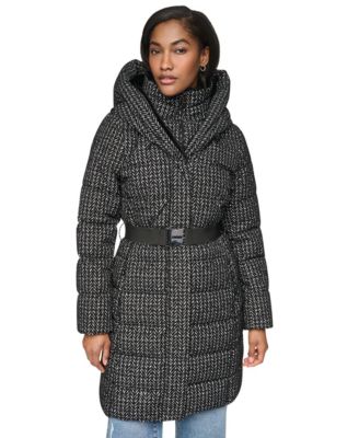 Women's Belted Walker with Faux Fur Hood and Bib Coat