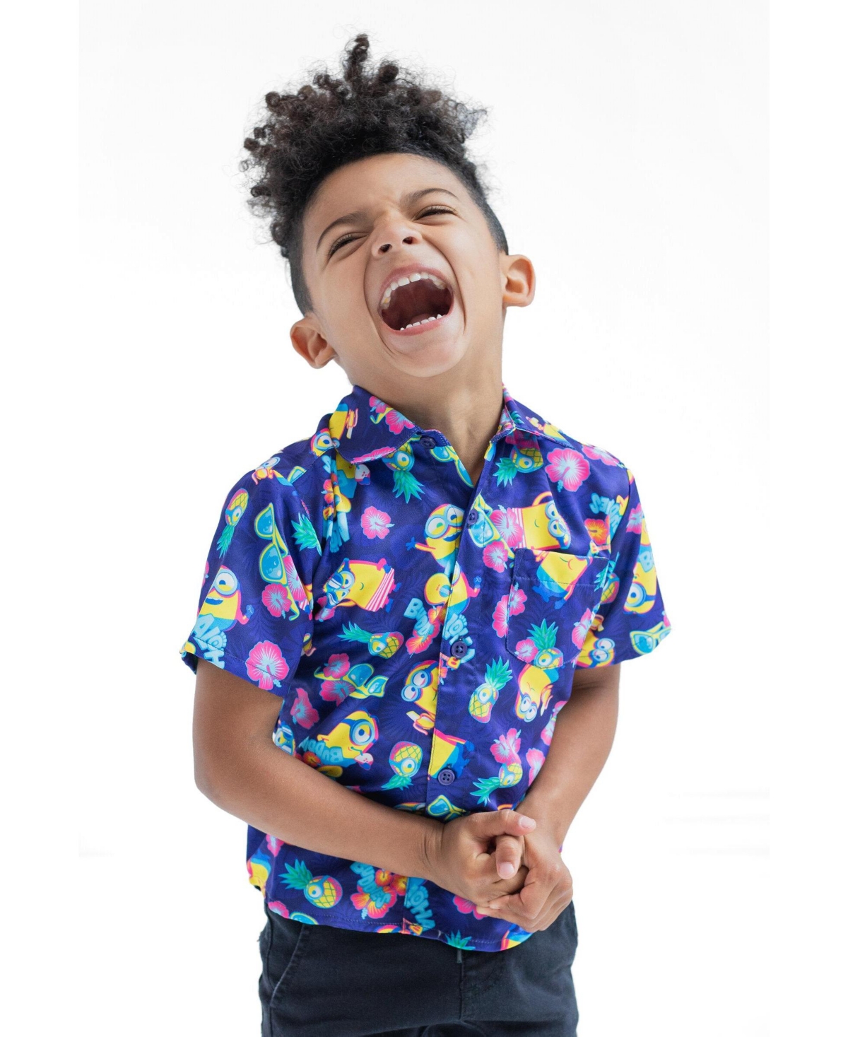 Minions Toddler Boys Despicable Me Hawaiian Short Sleeve Button Down Shirt