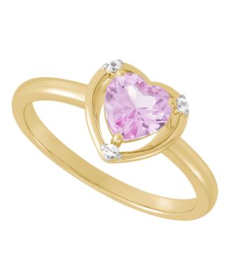 Lab-Grown Pink Sapphire (1 ct. t.w.) & Lab-Grown White Sapphire (1/20 ct. t.w.) Ring in 14k Yellow Gold-Plated Sterling Silver