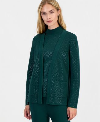 Women's Heatset Diamond Open-Front Cardigan