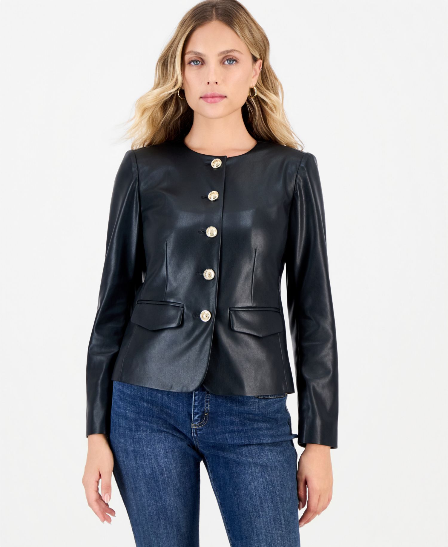 Petite Parisian Ottoman Jacket with Gold-Tone Buttons