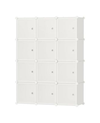 12-Cube Plastic and Metal Storage Cabinet, Space-Saving Organizer for Home and Office, Multiple Colors