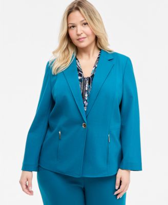 Plus Size Notch-Collar Single-Button Blazer