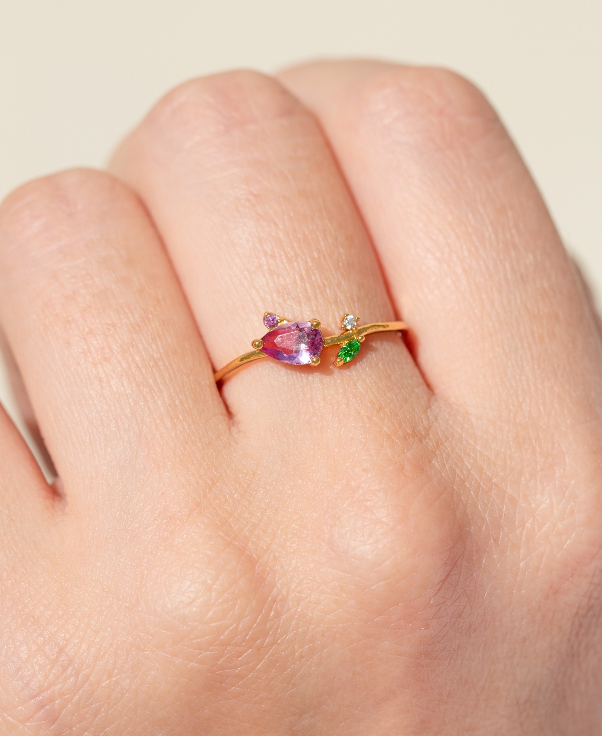 Girls Crew Crystal Blossoming Tulip Ring