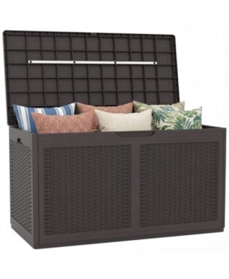 100 Gallon Outdoor Storage Bench Resin Deck Box with Lid