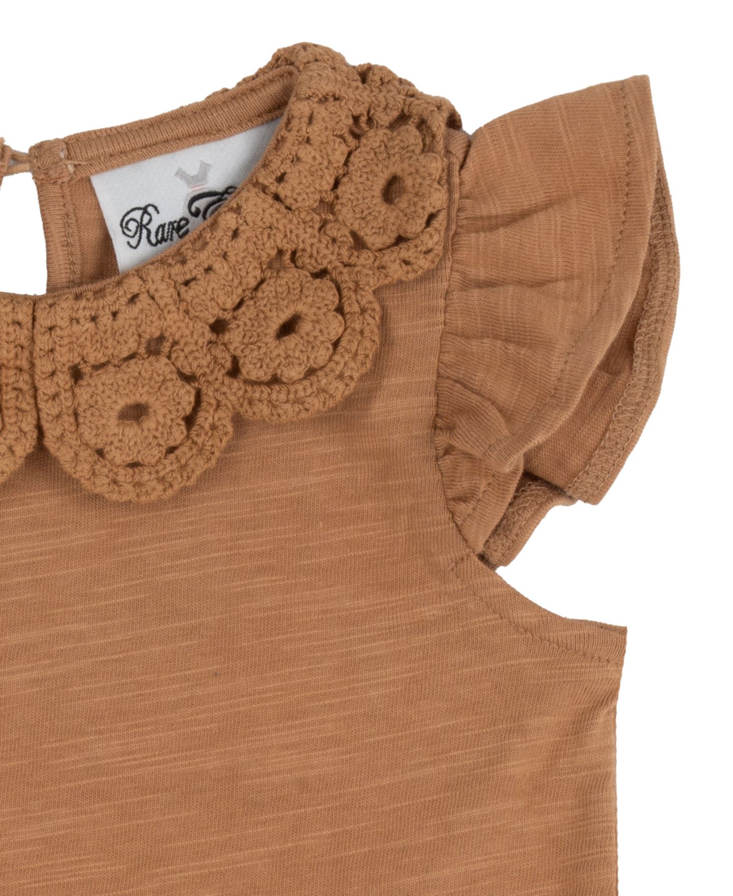 Комплект Rare Editions Crochet Collar Knit Top and Denim Skirt, 2-Piece Set для девочек-малышей, цвет: Коричневый — фото 3