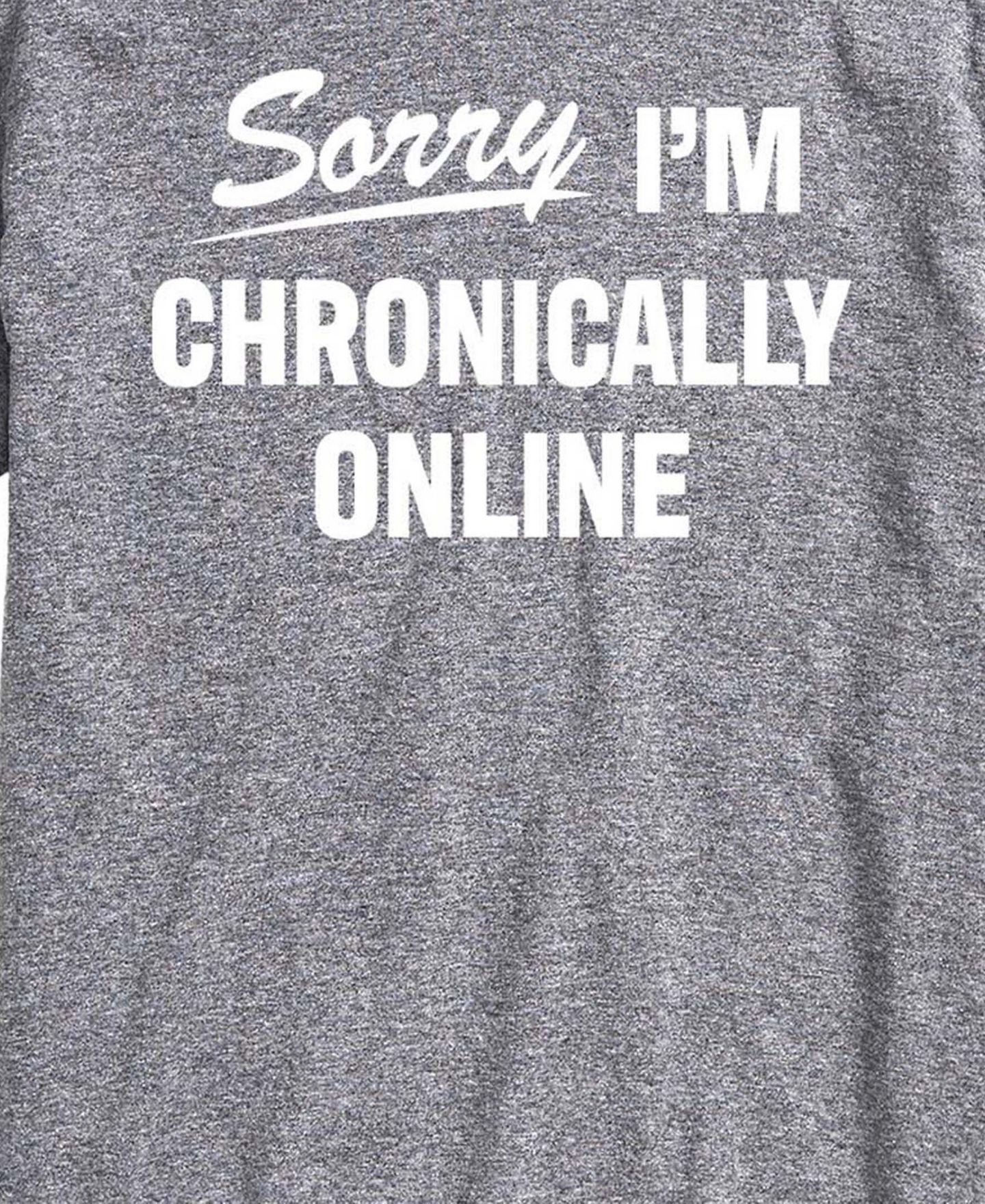 Мужская футболка AIRWAVES Sorry Im Chronically Online Short-Sleeve Graphic, цвет: Меланжевый — фото 3