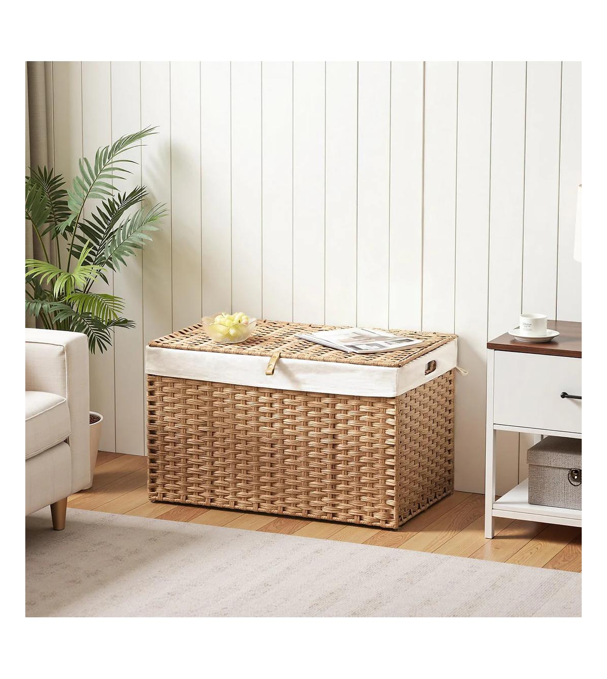 Slickblue Large 42.3 Gallon Storage Basket with Lid and Carry Handles