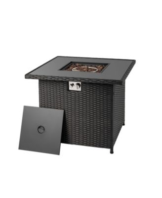Patio Fire Pit Table Propane 50000 BTU with Glass Top for Outdoor Use