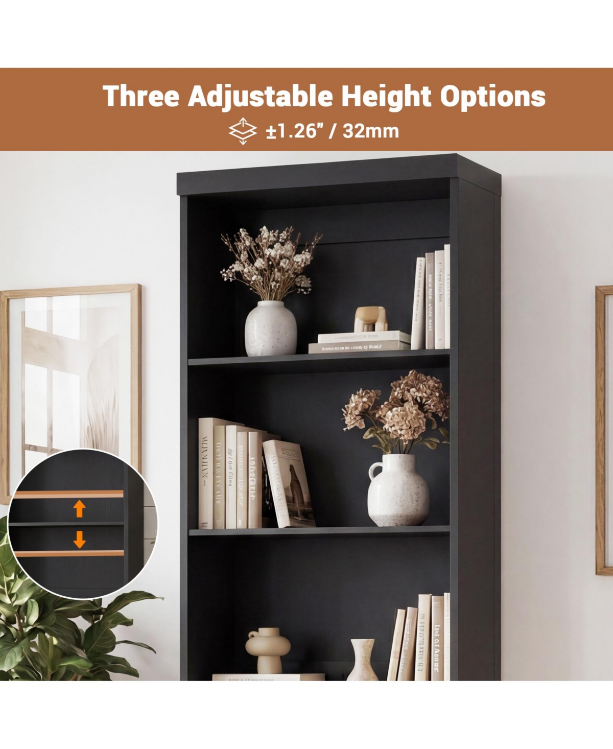 Aheaplus 80" Storage Cabinet with 3 Drawers and Open Shelves, Wooden Bookcase