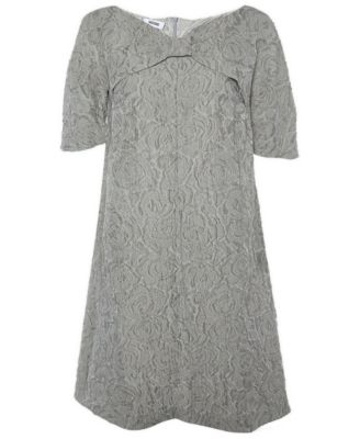 Women's Floral Jacquard Bow Detail Shift Dress