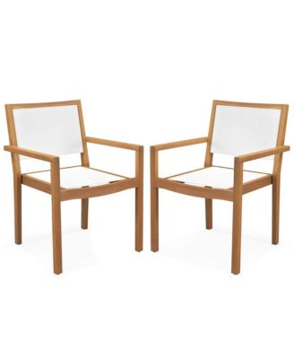 Stackable Dining Chair Set of 2 with Wear-resistant Fabric and Breathable Backrest