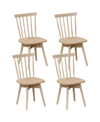 Dining Chairs Set of 4 Mid Century Rubber Wood Kitchen Chairs With Swivel Seat