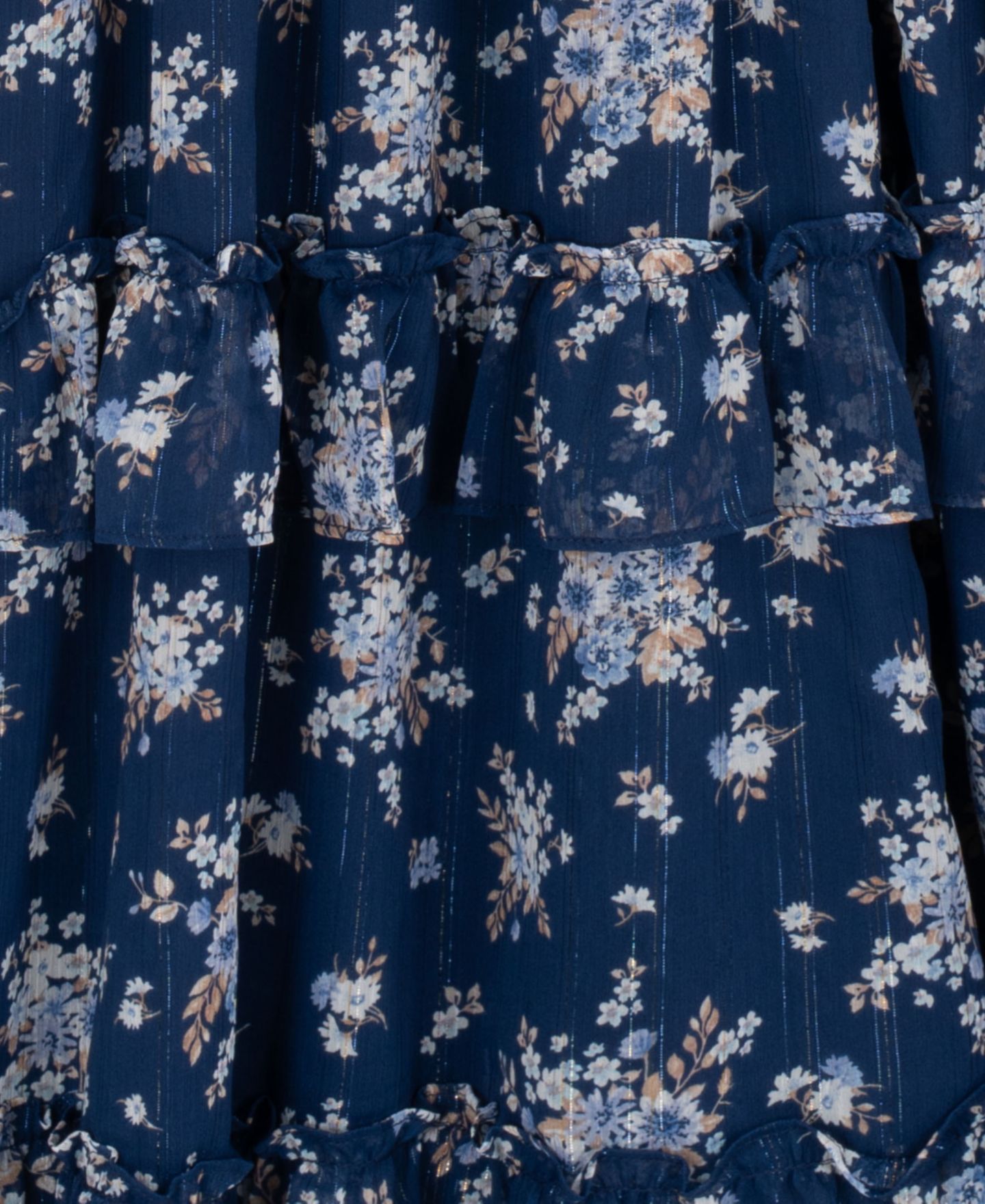 Платье Rare Editions Printed Lurex Chiffon Puff Sleeve Tiered Midi Dress для девочек, цвет: Тёмно-синий — фото 7