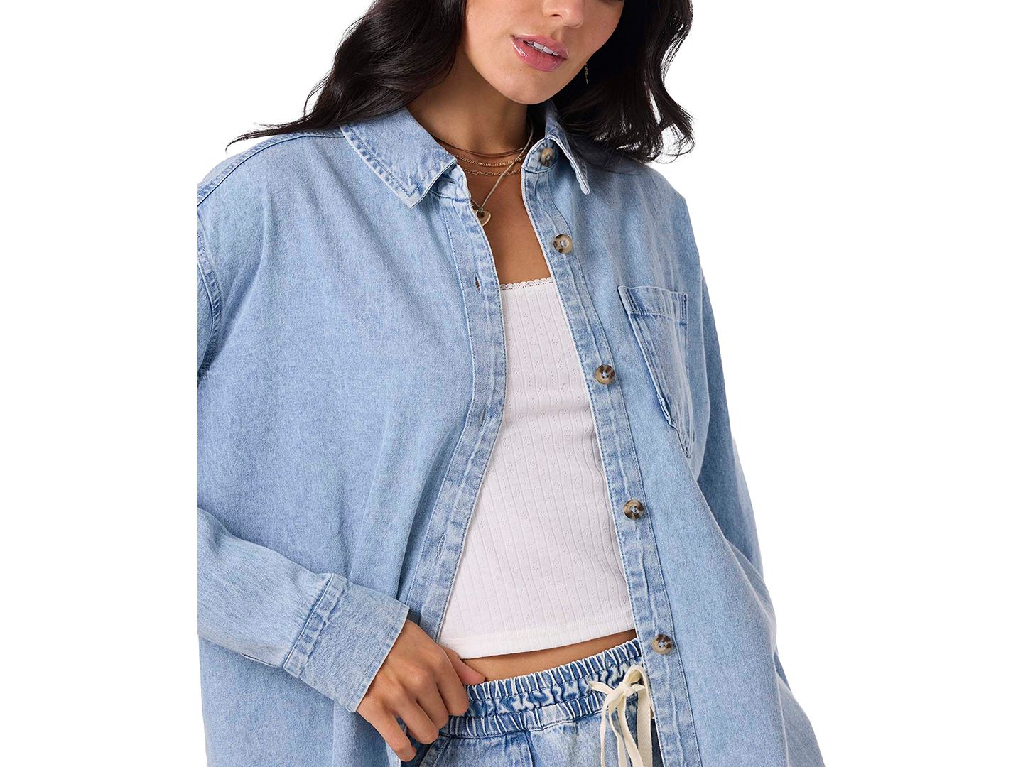 Женские куртки O'Neill Sevie Denim Shacket, цвет: Drifter — фото 4