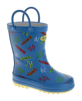 Kids ( 7 to 12 ) Crayon Print Rain Boots Waterproof Pull On Rubber Boots with Easy Carry Handles (Toddler/Little Kids)