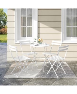 5-Piece Folding Patio Set, Space Saving Solid Steel 4 Chair Patio Furniture Set with Table for Balcony, Porch, Yard