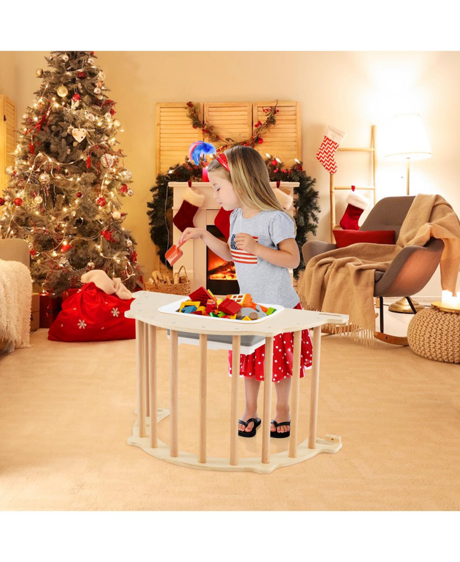 8-in-1 Climbing Arch Sensory Table with Collapsible Storage Bin