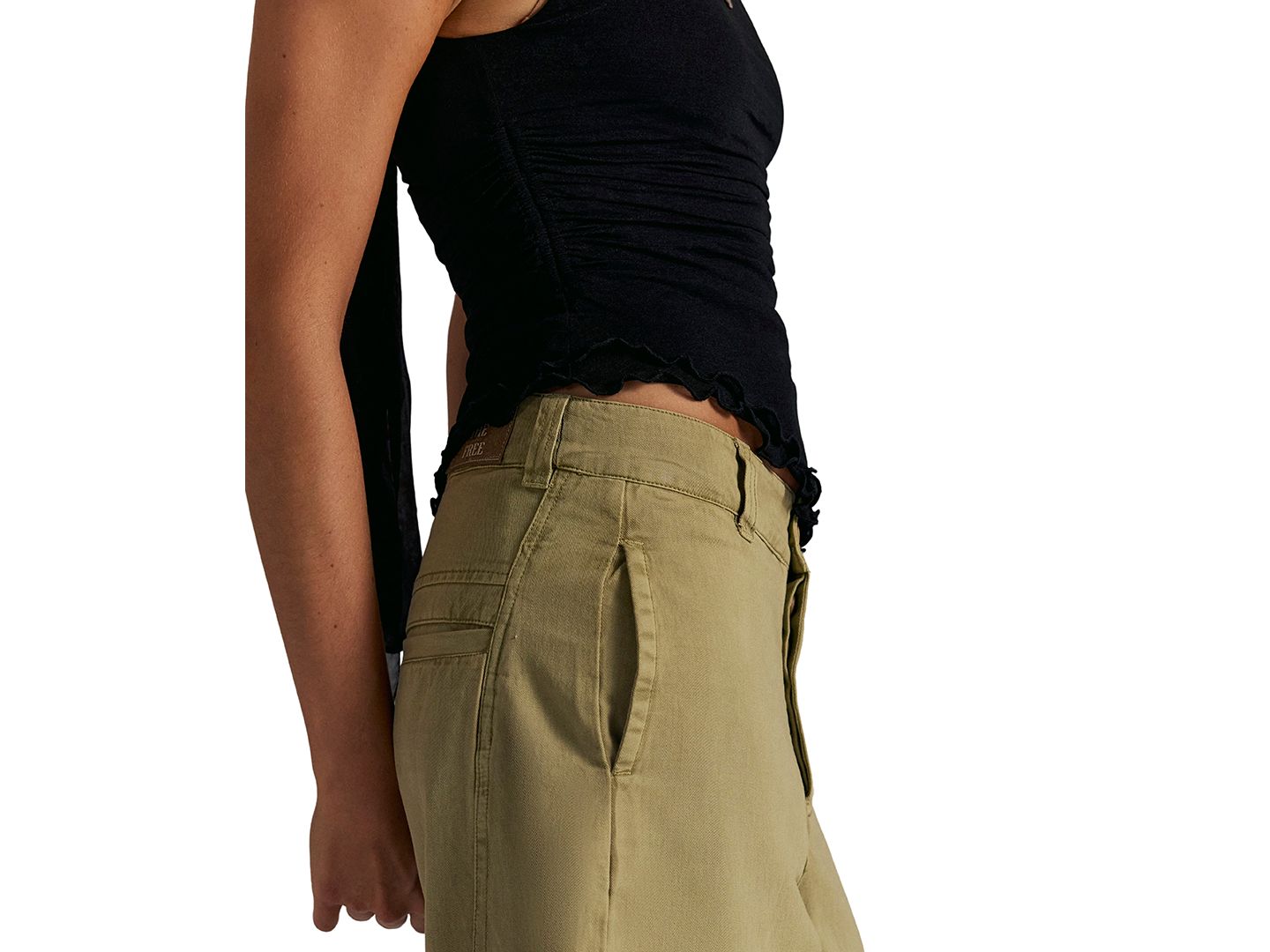 Женские брюки Free People We The Free Laydown High-Rise Barrel-Leg Chino Cotton, цвет: Aloe — фото 3