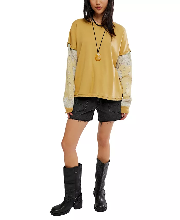 Juniors' Wild and Free Twofer Crewneck Top - thumbnail 2