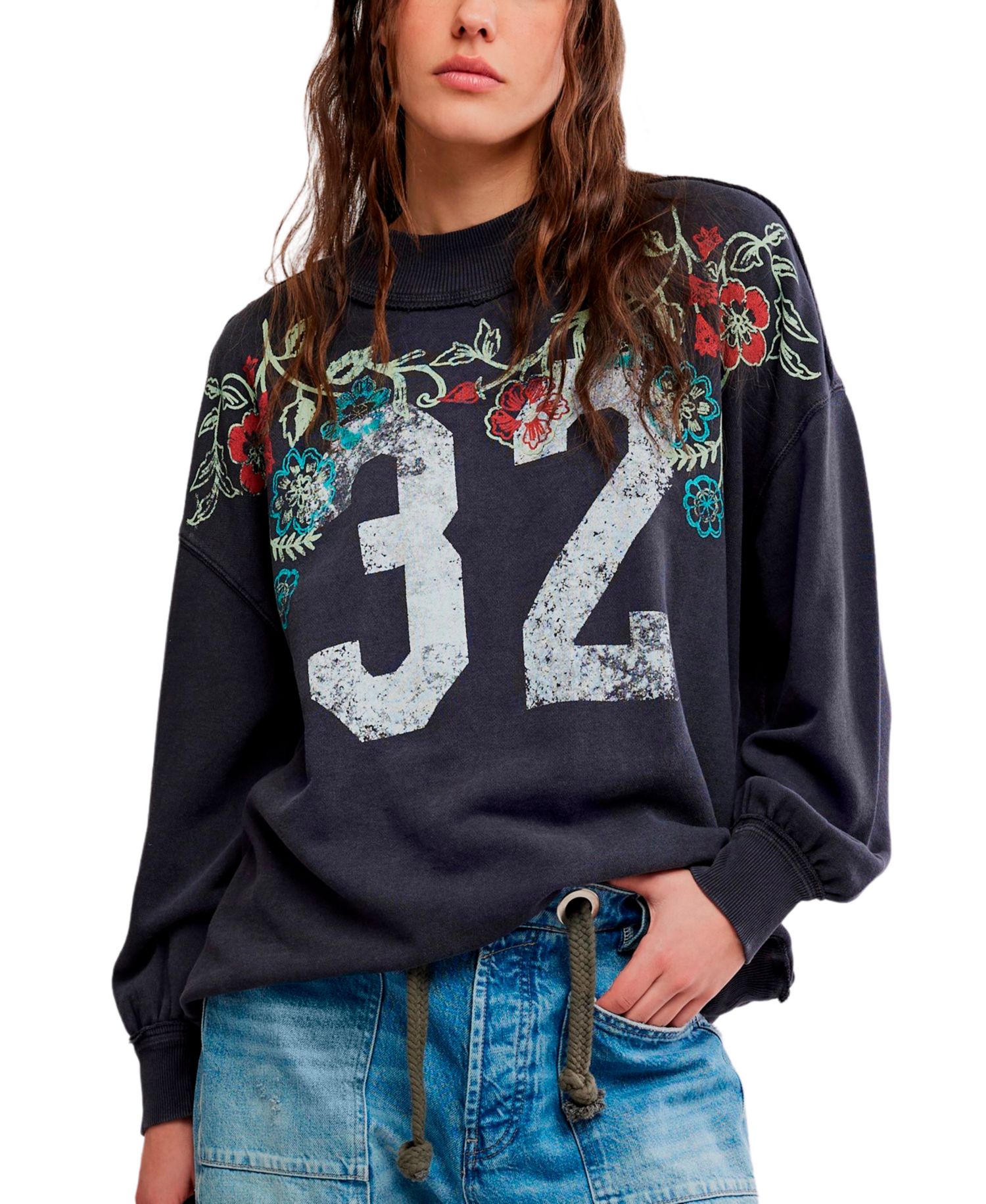 Women's Cotton Slouchy Mock-Neck Sweatshirt