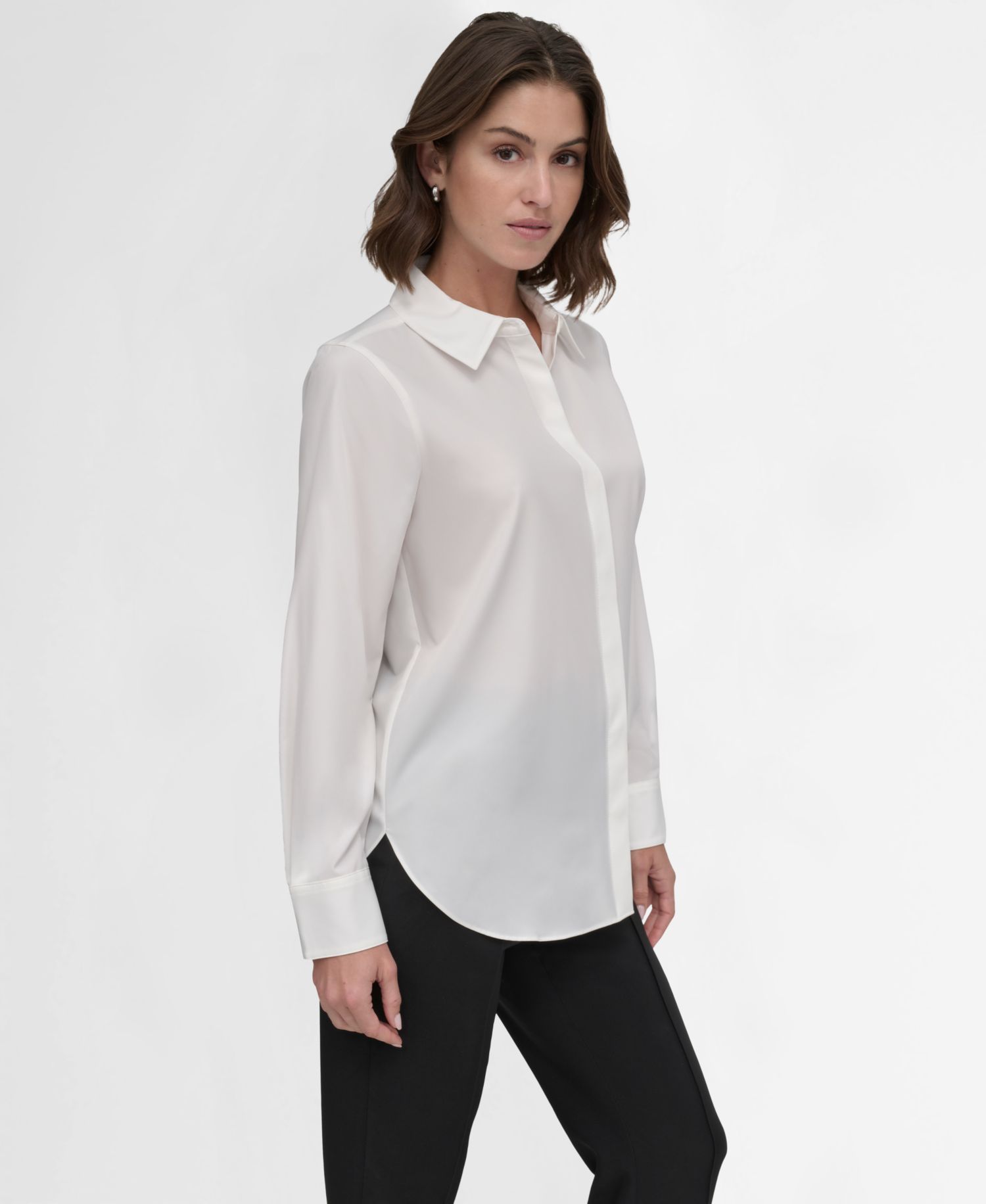 Petite Button-Front Blouse