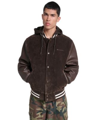 Men's Varsity Faux Suede Leather Jacket