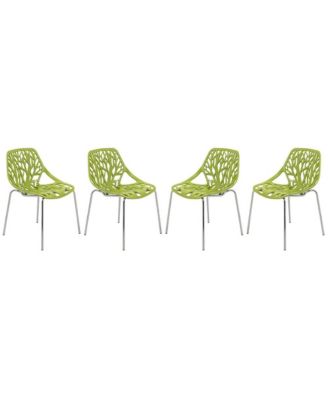 Asbury Stackable Modern Cut-Out Design Backrest Dining Chair with Chrome Legs and Floor Caps Side Chair