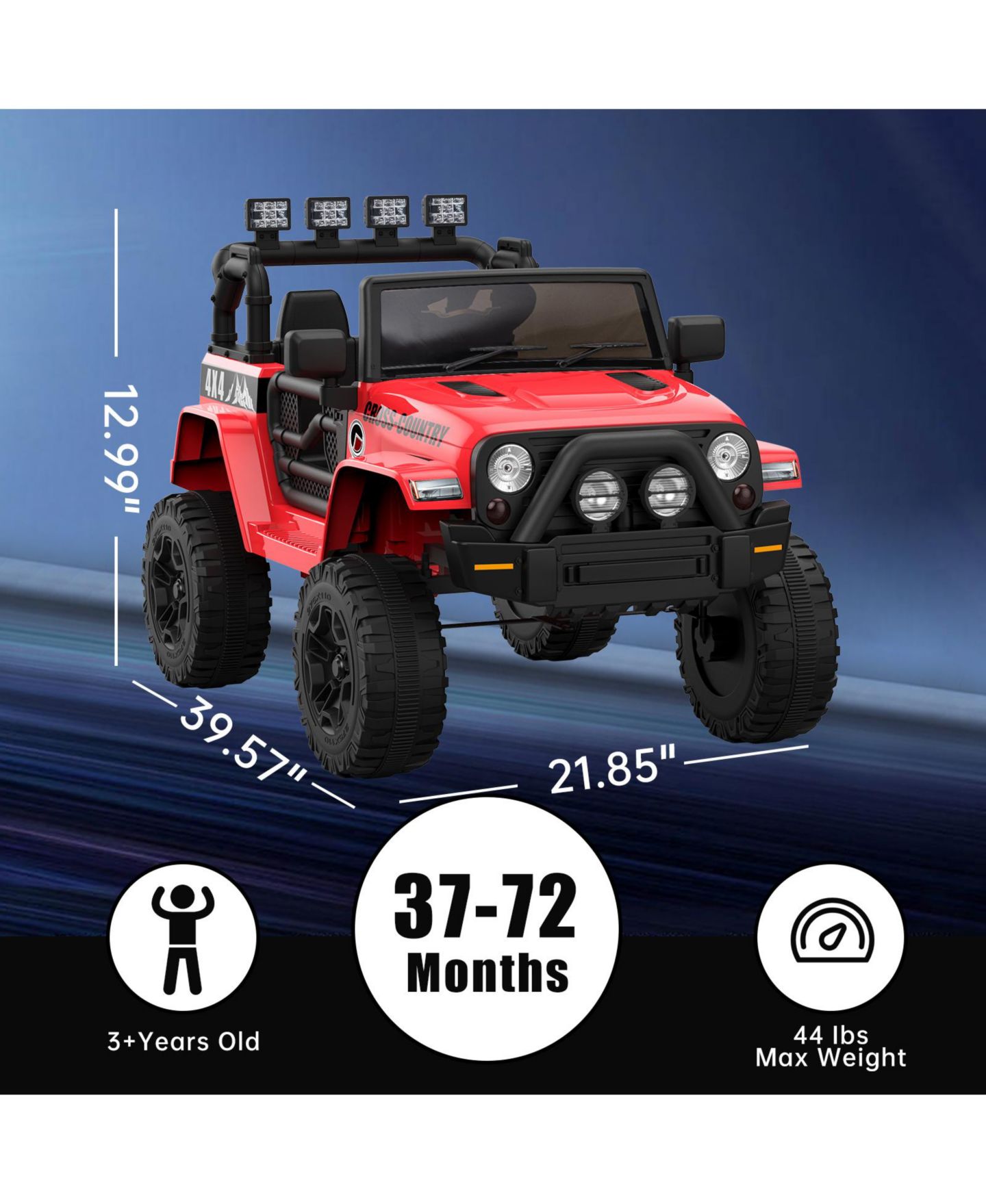Детская игрушка homfan 2 Seater Electric Off-Road Ride-On Vehicle with Remote Control and Dual Doors, Ages 3-8, цвет: Красный — фото 2