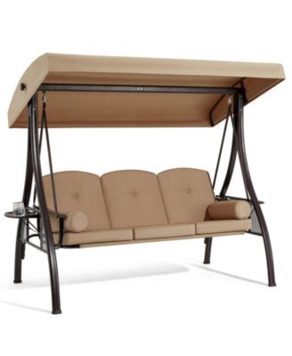 Porch Swing with Stand and Adjustable Canopy