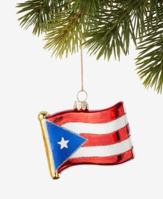Feliz Navidad Glass Flag Ornament