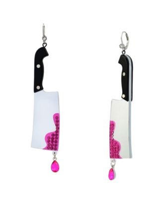Faux-Stone Halloween Cleaver Drop Earrings