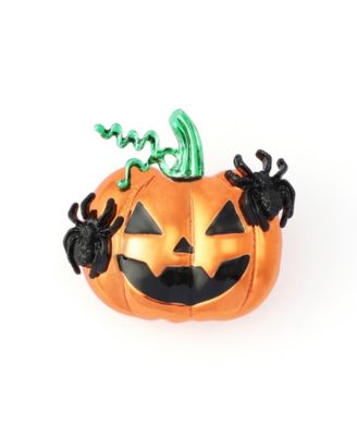Orange Halloween Pumpkin Jack-O-Lantern Brooch