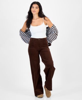 Juniors' High-Rise Wide-Leg Corduroy Jeans