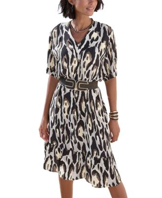 Women's Animal Print Short Sleeve Dress